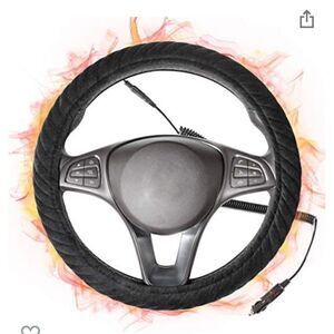 NWT Quick Heated Steering Wheel 15 inches Cover Black Standard 12 Volt